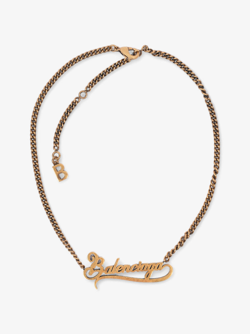  Balenciaga Typo Necklace Gold Base Metal