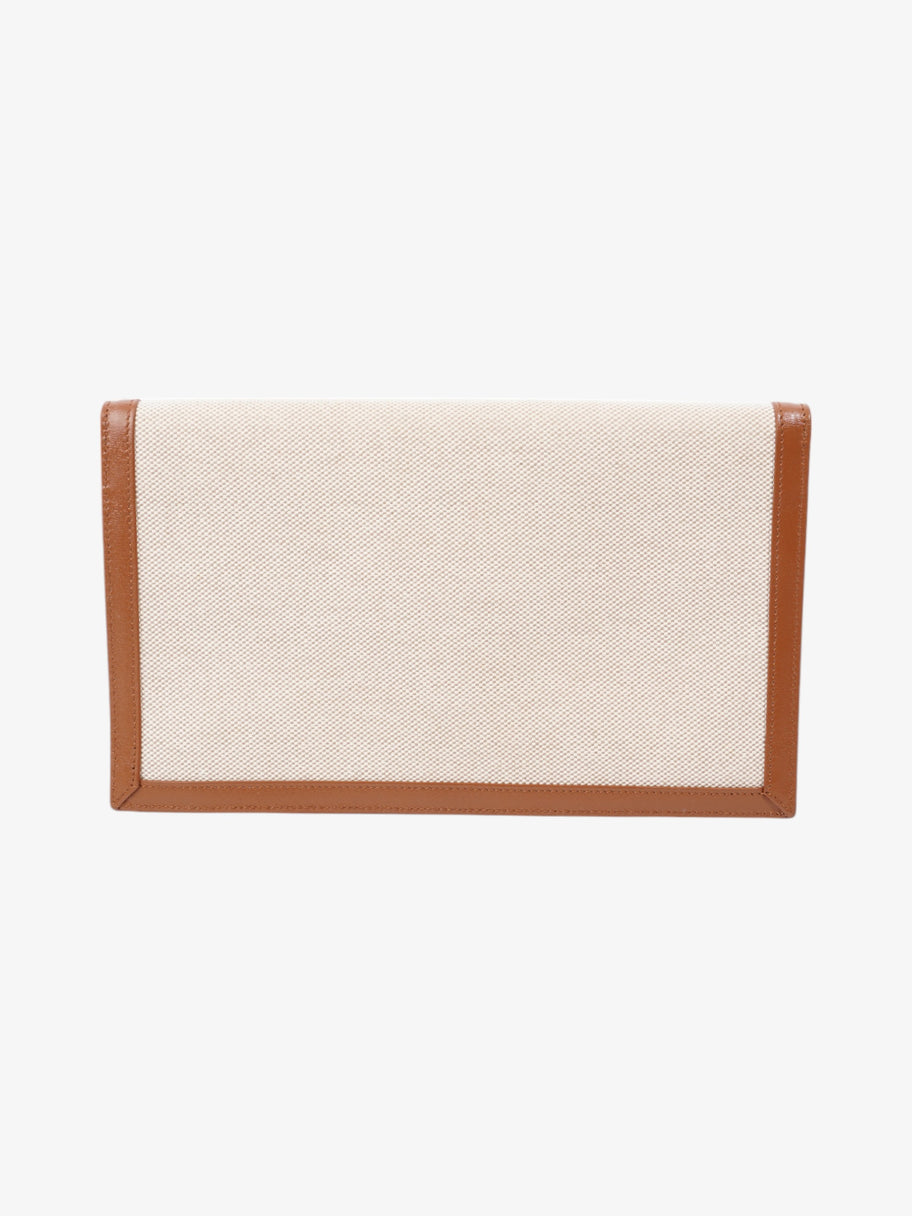 Saint Laurent Uptown Clutch Natural Beige / Brown Canvas Image 4