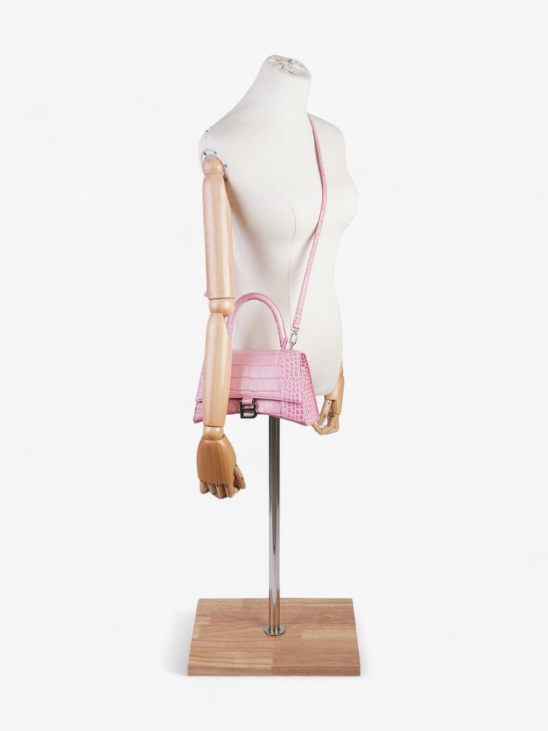  Balenciaga Hourglass Pink Embossed Leather Small