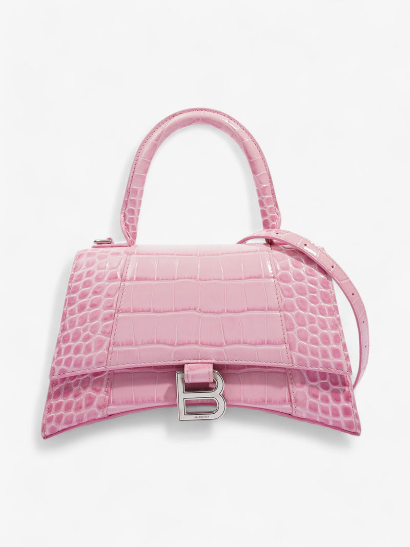  Balenciaga Hourglass Pink Embossed Leather Small