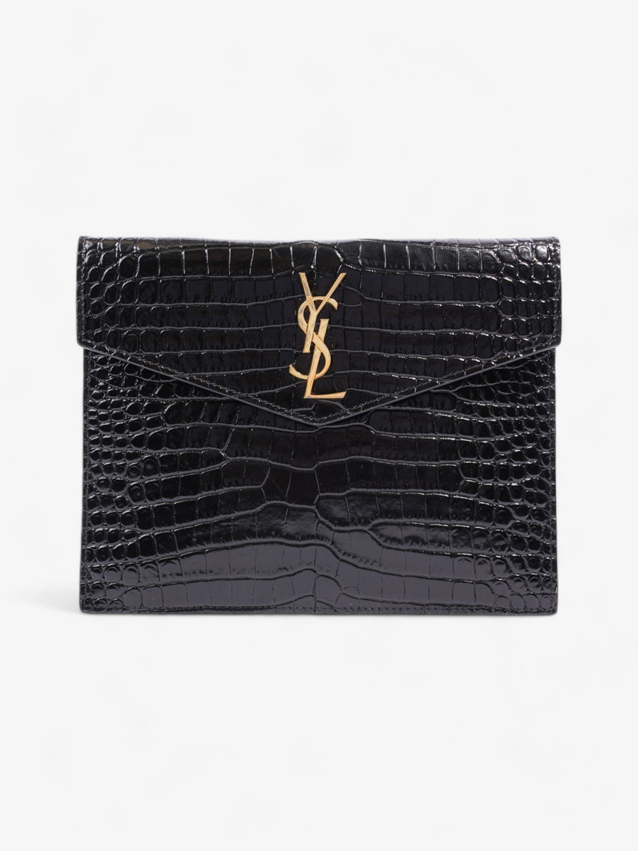 Saint Laurent Uptown Clutch Black Embossed Leather Small Image 1