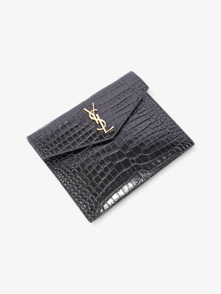 Saint Laurent Uptown Clutch Black Embossed Leather Small Image 4