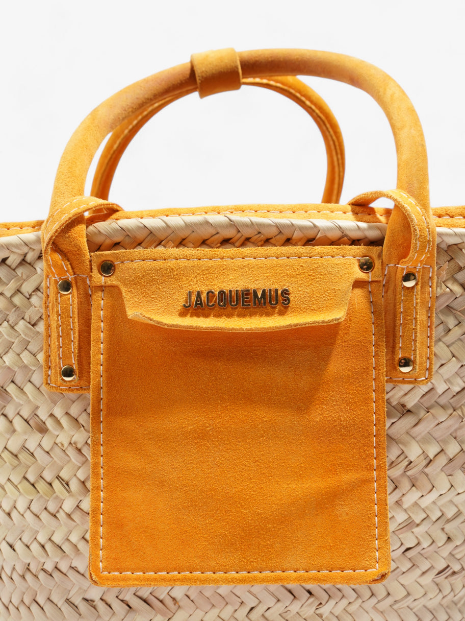 Jacquemus Le Panier Soli Tote Bag Light Orange / Natural Palm Leaves Image 7