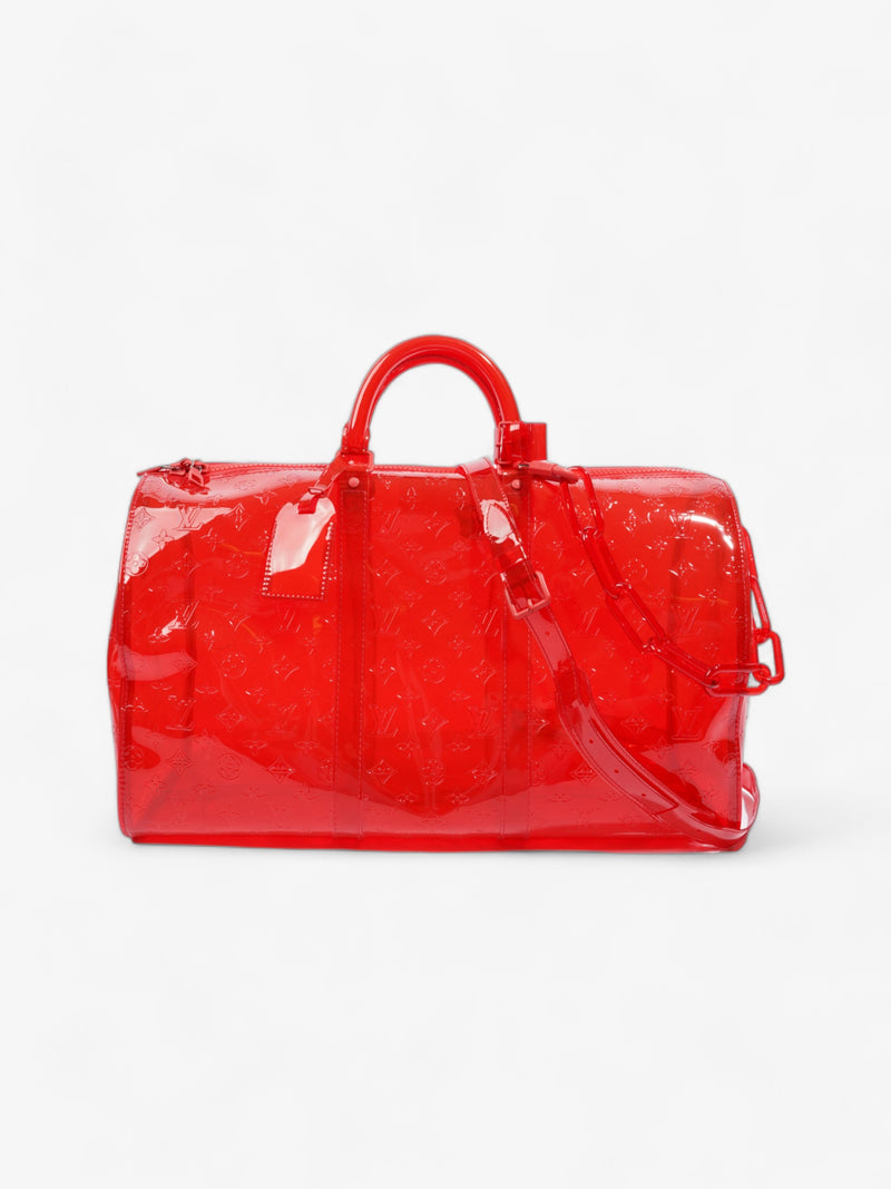  Louis Vuitton Transparent Keepall Bandouliere Virgil Abloh Red  PVC 50cm