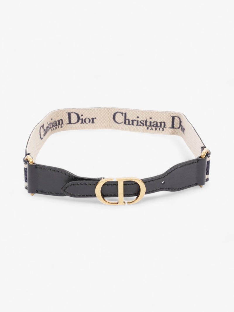  Christian Dior CD Belt Blue Oblique / Gold Canvas 80cm