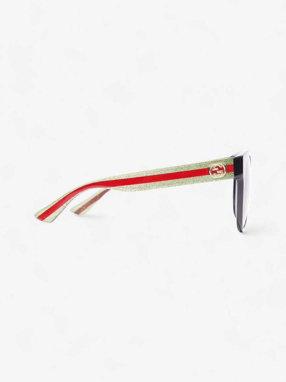 Gucci Interlocking G Sunglasses Black / Green / Red Acetate 140mm Image 4