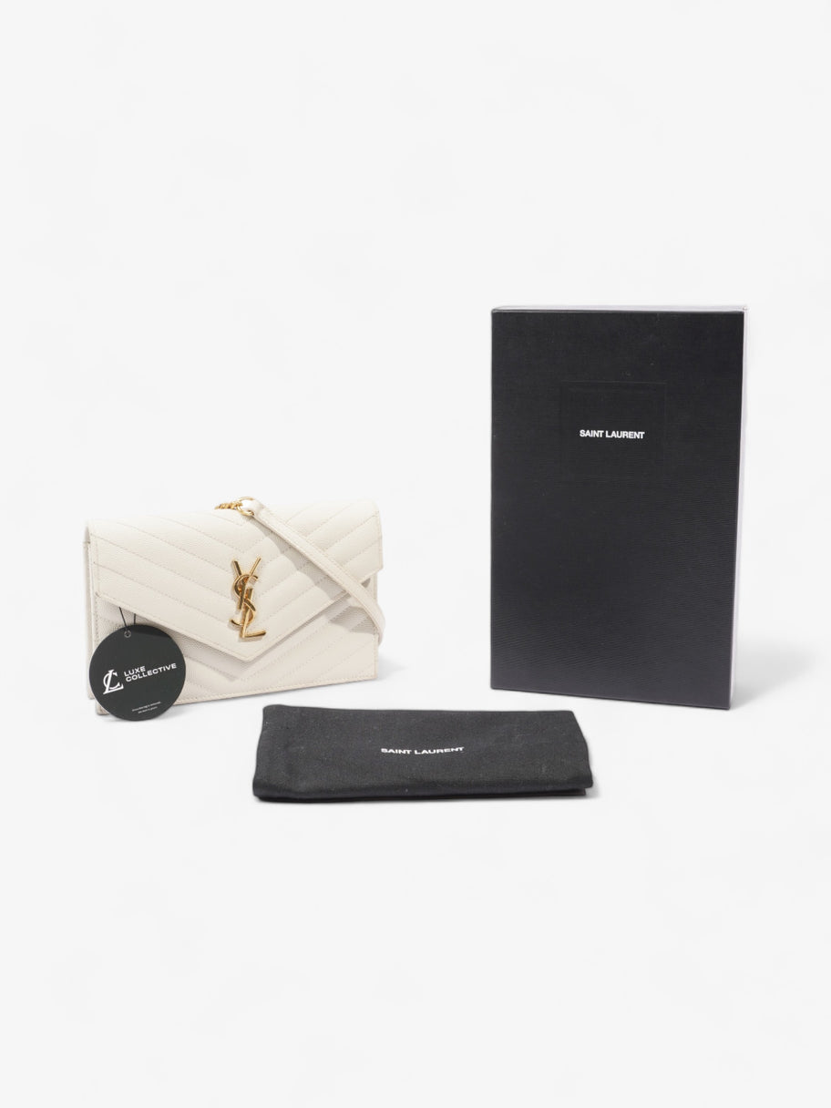 Saint Laurent Cassandra Envelope Chain Wallet Cream Grained Leather Image 9