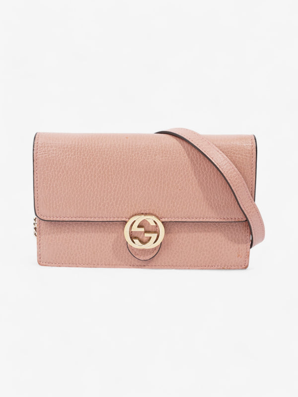 Gucci Interlocking G Chain Wallet Light Pink Leather