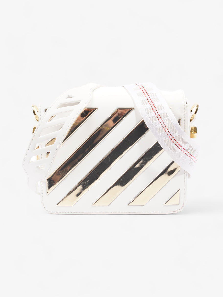 Off White Binder Clip Flap White / Gold Leather Image 1