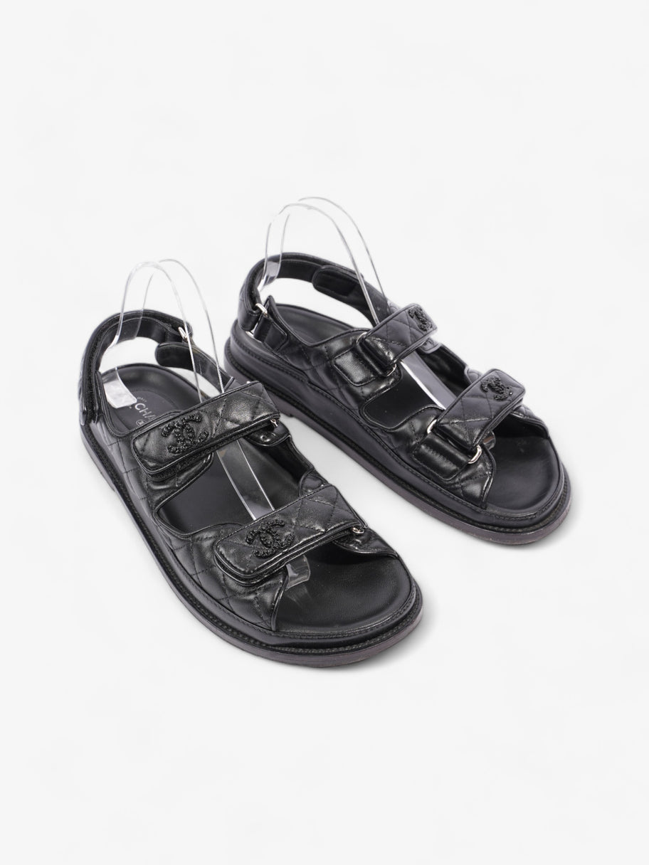 Chanel Dad Sandals Black Leather EU 40 UK 7 Image 2