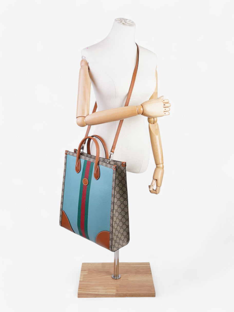 Gucci Interlocking G Web Tote Lunar New Year Limited Edition GG Supreme / Blue / Brown Coated Canvas Image 2