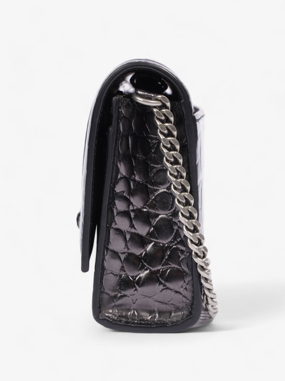 Hourglass Chain Croc Black Calfskin Leather Image 4
