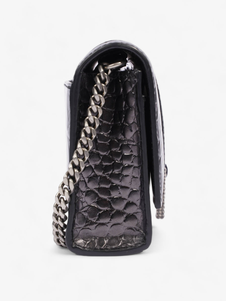 Hourglass Chain Croc Black Calfskin Leather Image 6