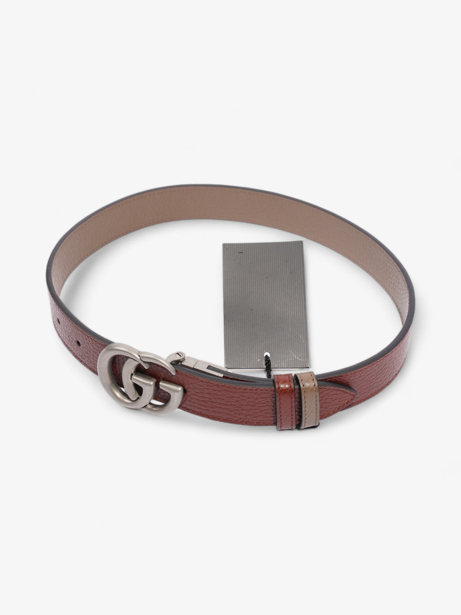 Gucci GG Marmont Reversible Belt Dark Brown  / Greyish Brown Leather 65cm 26