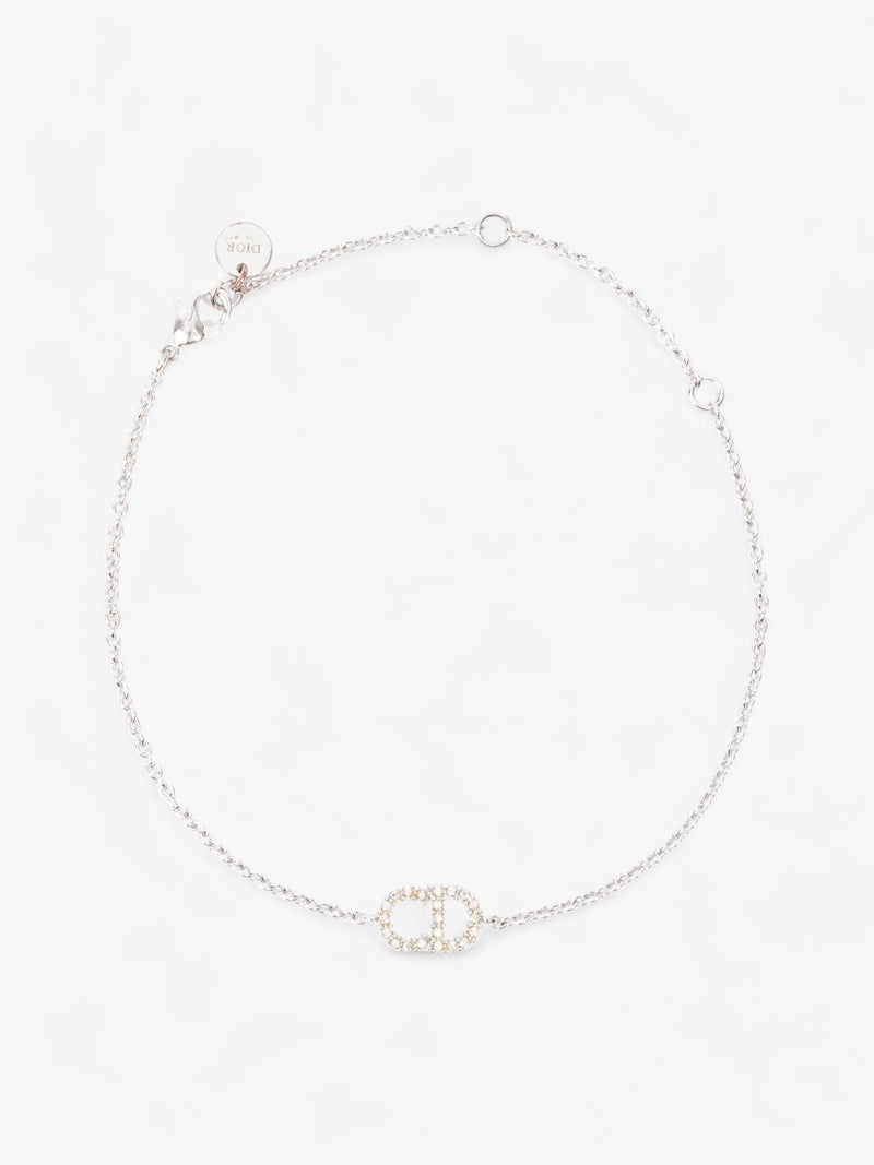  Christian Dior Petit CD Bracelet with White Crystals Silver Base Metal