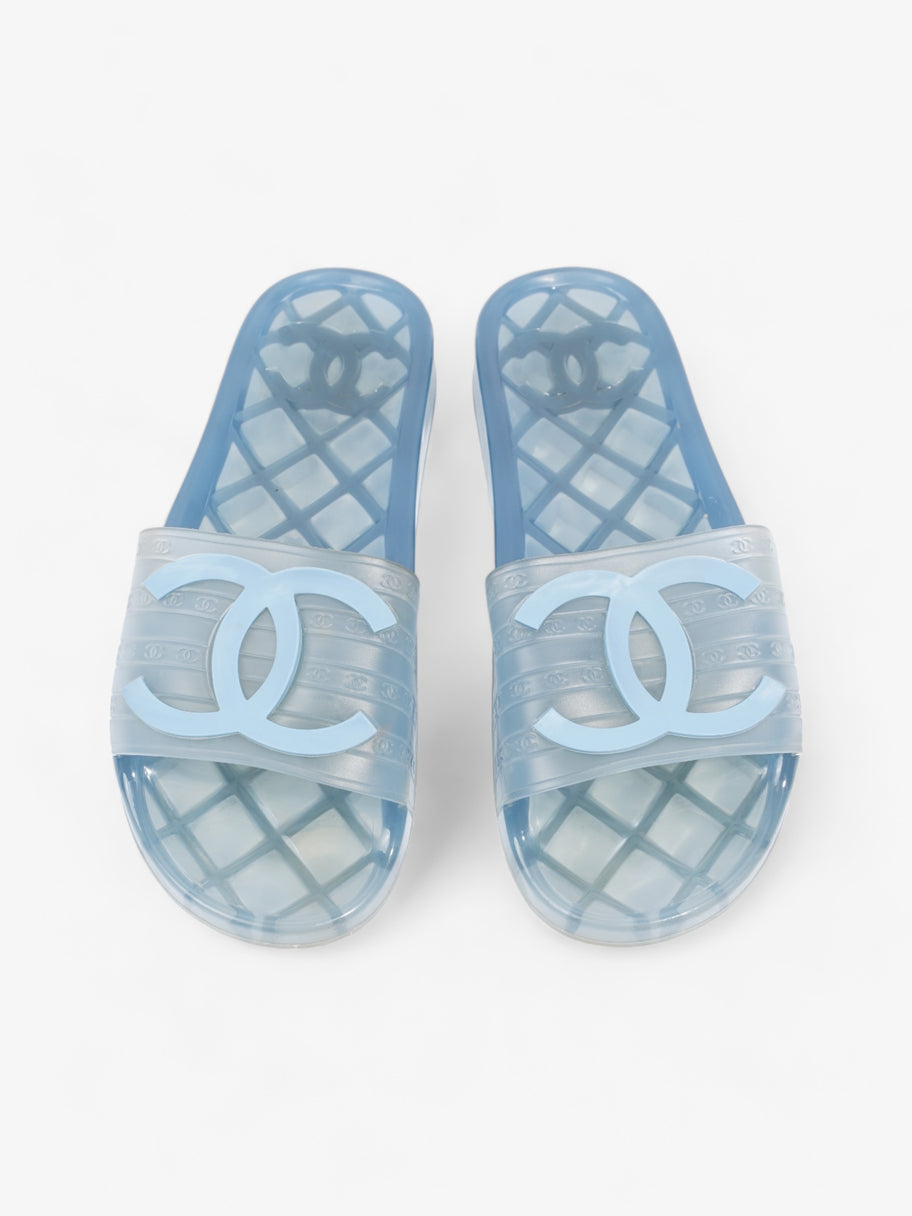 Chanel CC Logo Transparent Slides Blue PVC EU 38 UK 5 Image 8