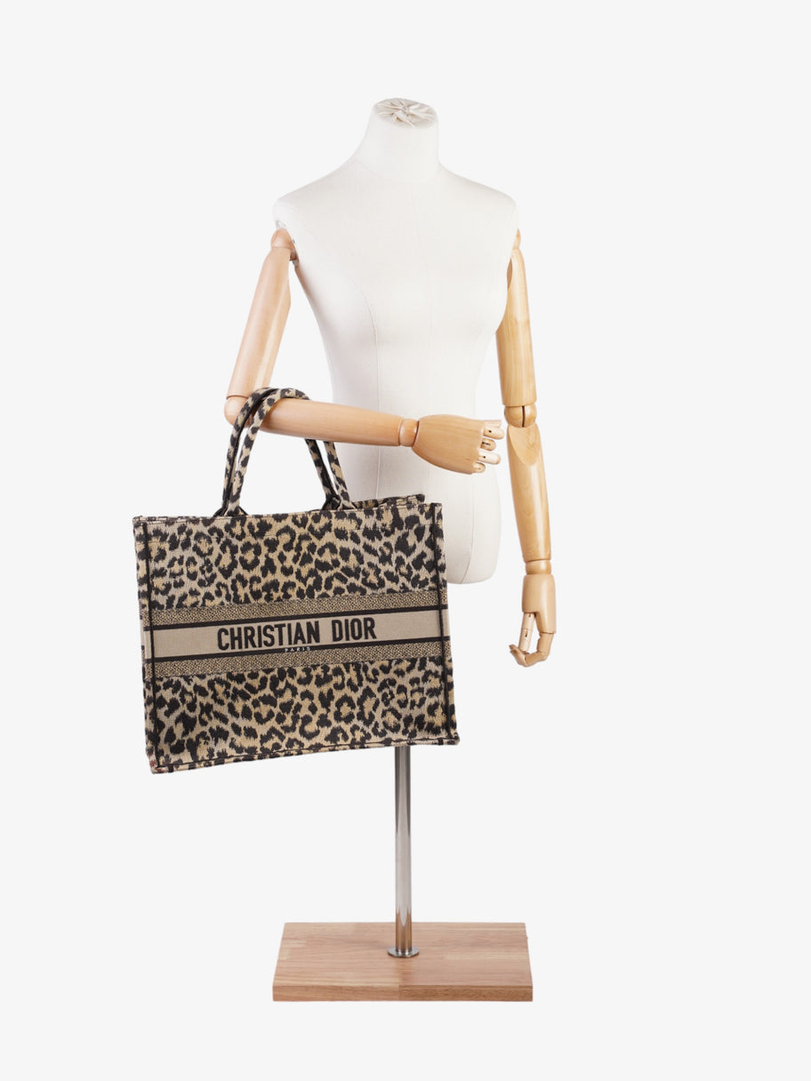 Christian Dior Book Tote Leopard Print Canvas Large Image 2