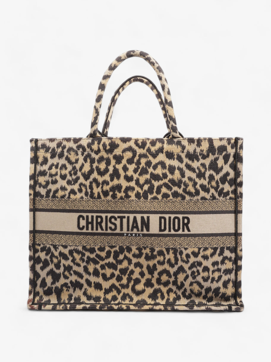 Christian Dior Book Tote Leopard Print Canvas Large Image 1