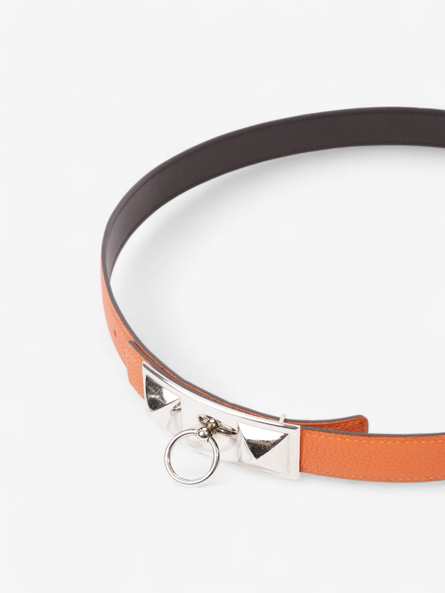 Hermes Rivale Belt Orange / Palladium Calfskin Leather 95cm Image 2