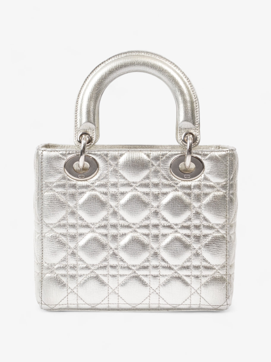 My ABCDior Lady Dior Small Metallic Silver Calfskin Leather Image 4