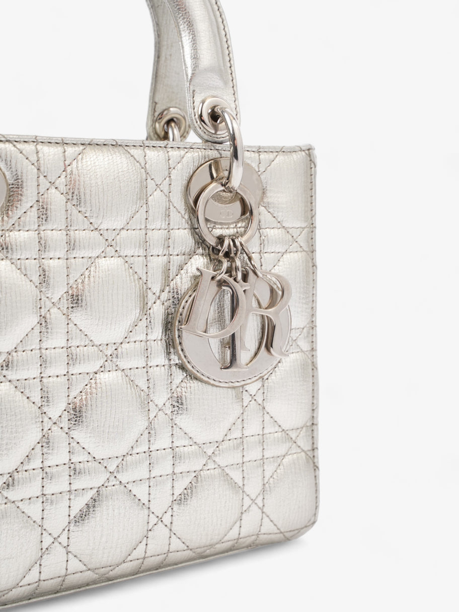 My ABCDior Lady Dior Small Metallic Silver Calfskin Leather Image 7