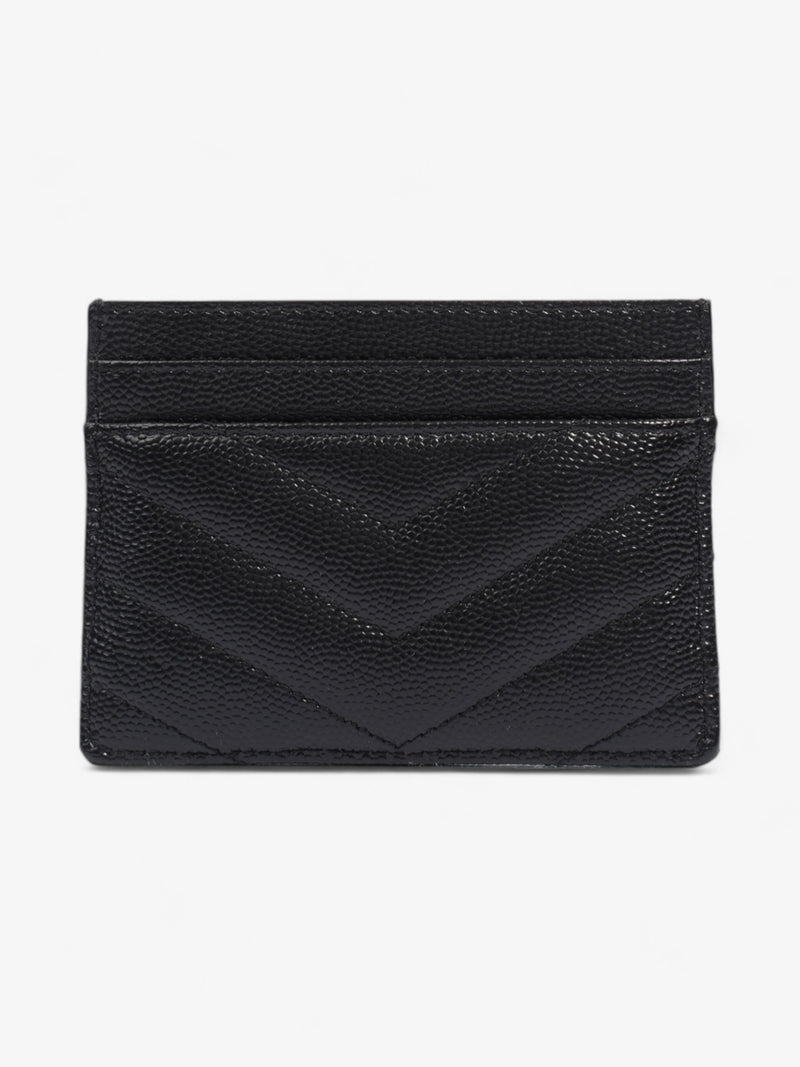  Saint Laurent Monogram Card Holder Black / Gold Grained Leather