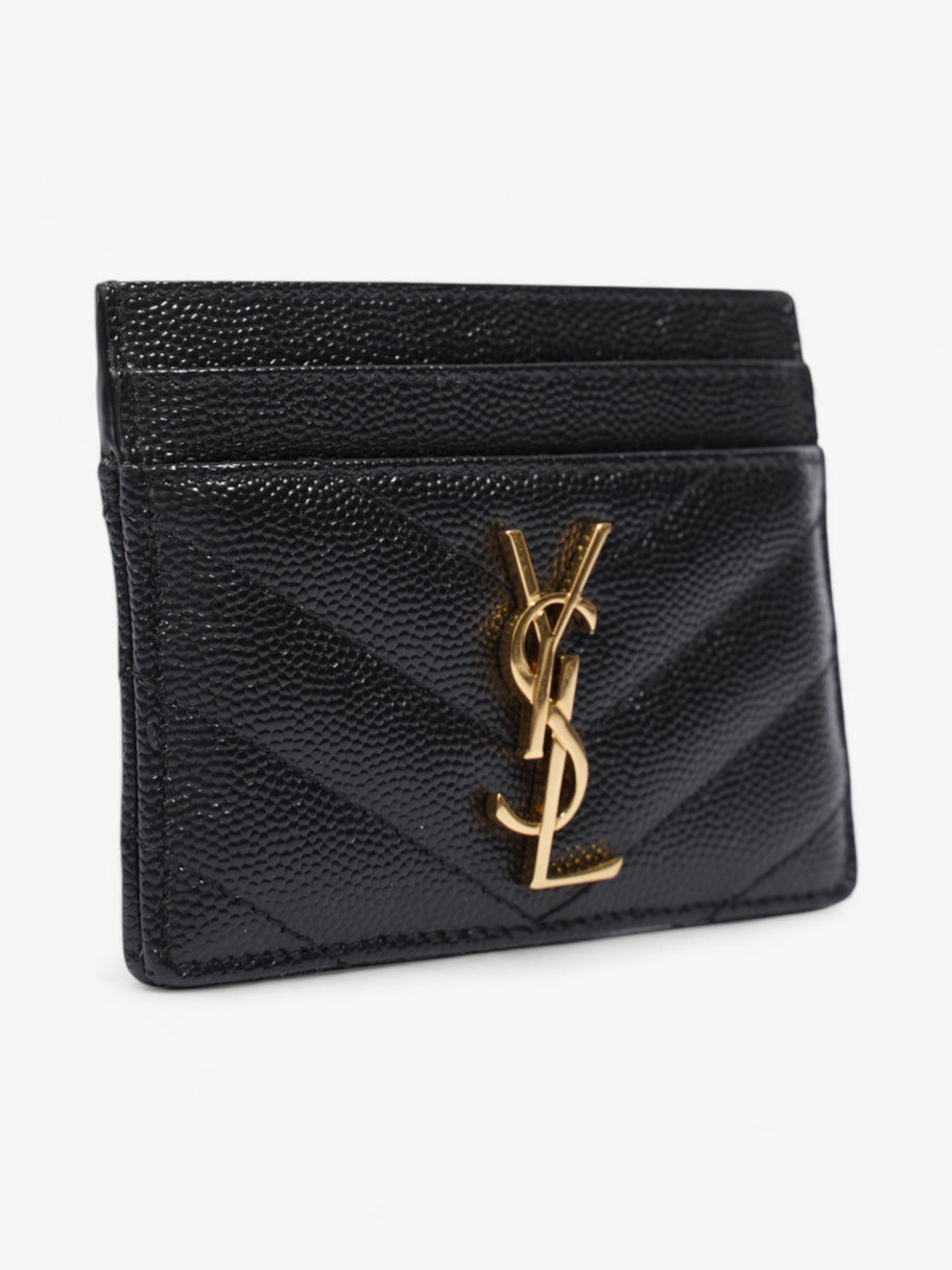 Saint Laurent Monogram Card Holder Black / Gold Grained Leather Image 3