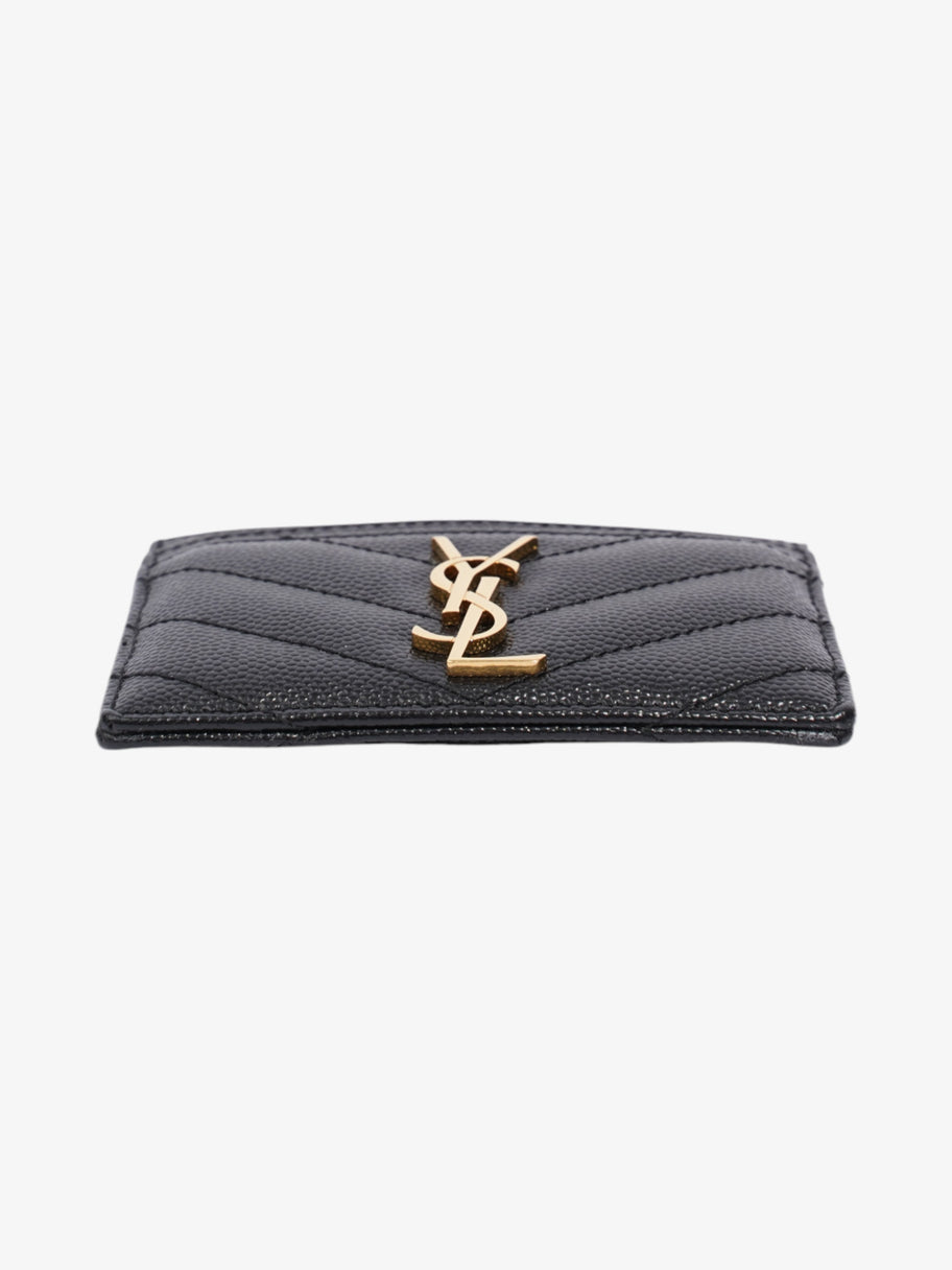 Saint Laurent Monogram Card Holder Black / Gold Grained Leather Image 4