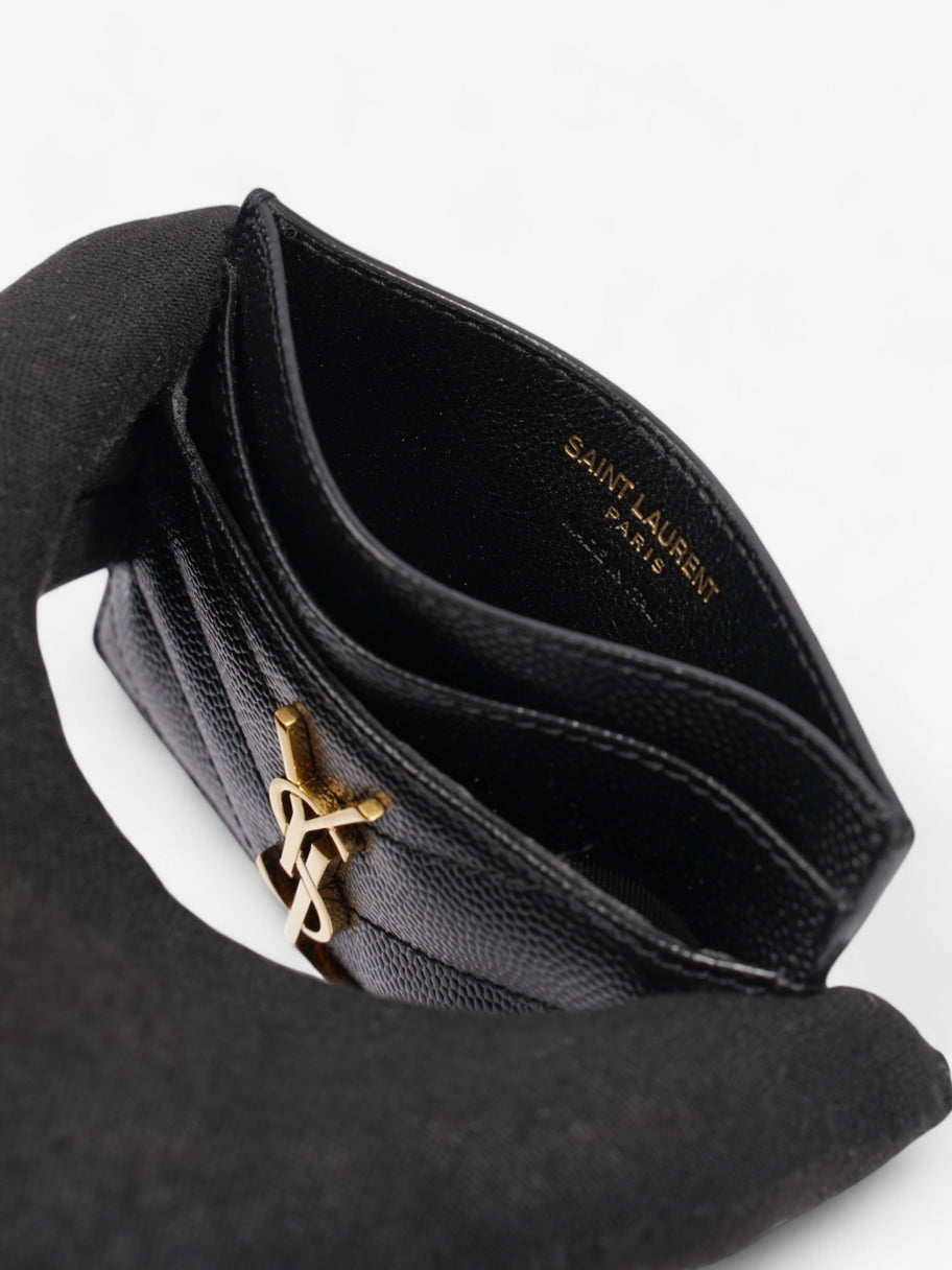 Saint Laurent Monogram Card Holder Black / Gold Grained Leather Image 5