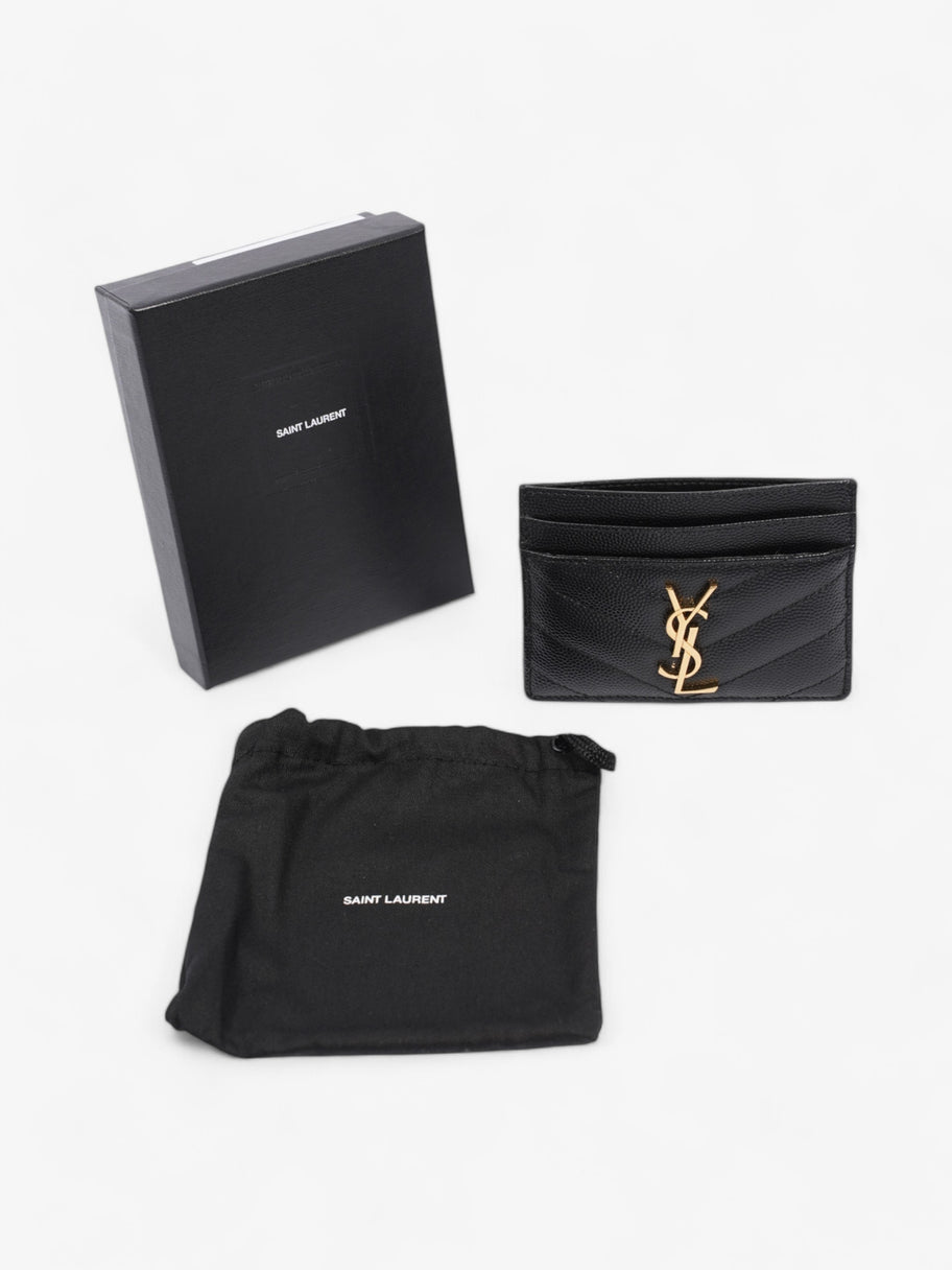 Saint Laurent Monogram Card Holder Black / Gold Grained Leather Image 6