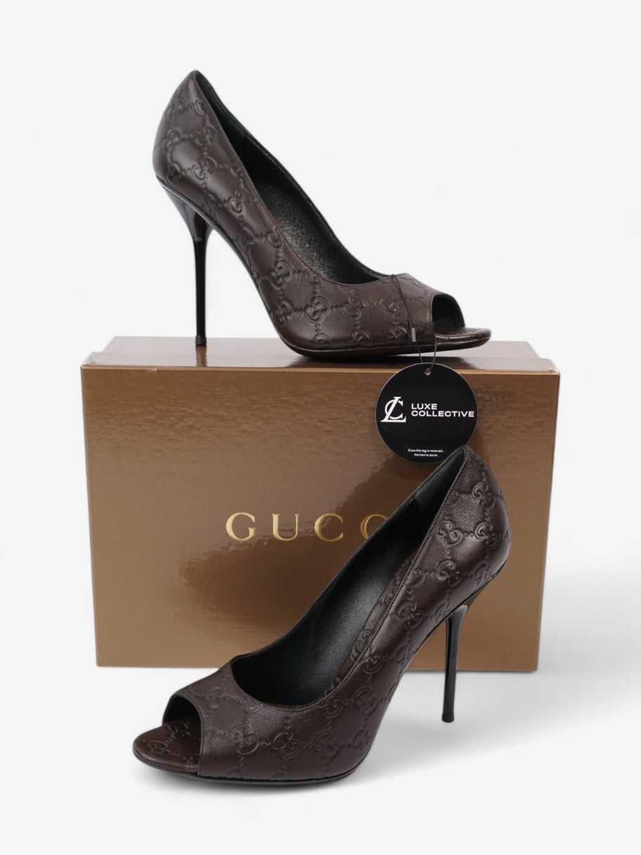 Gucci GG Embossed Heels 110 Brown Embossed Leather EU 41 UK 8 Image 9