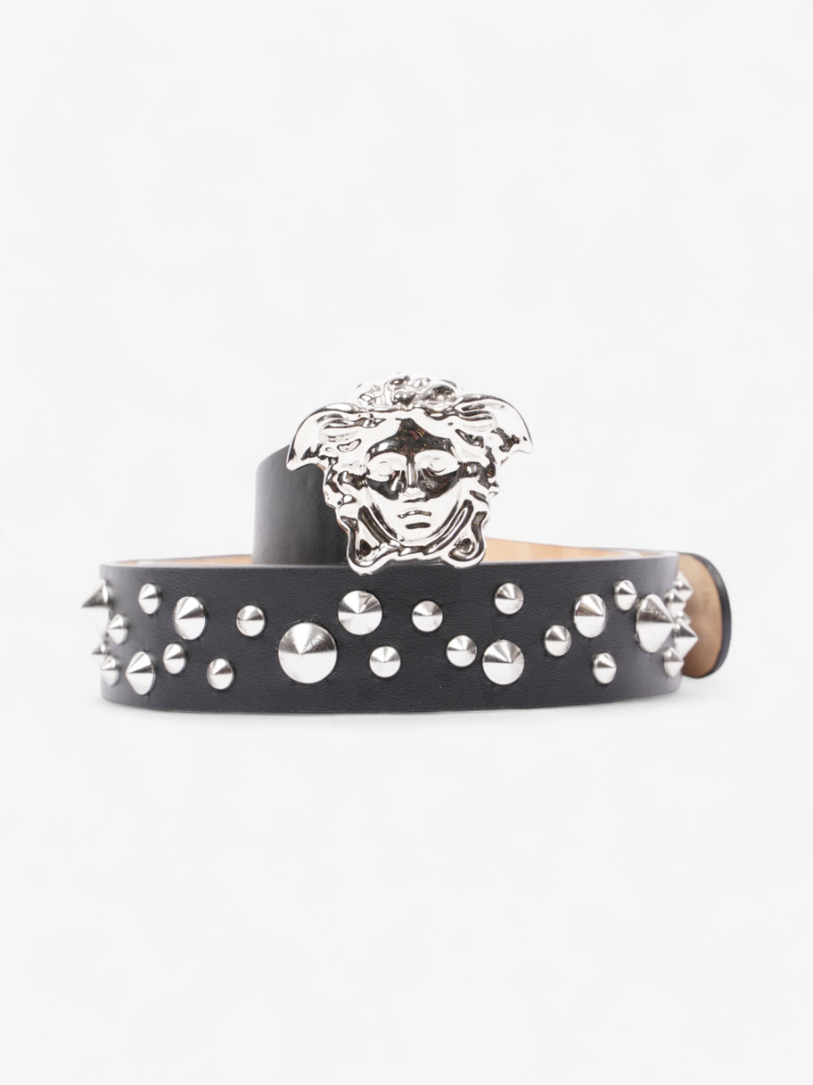 Versace Medusa Studded Belt Black / Silver Leather 85cm / 34