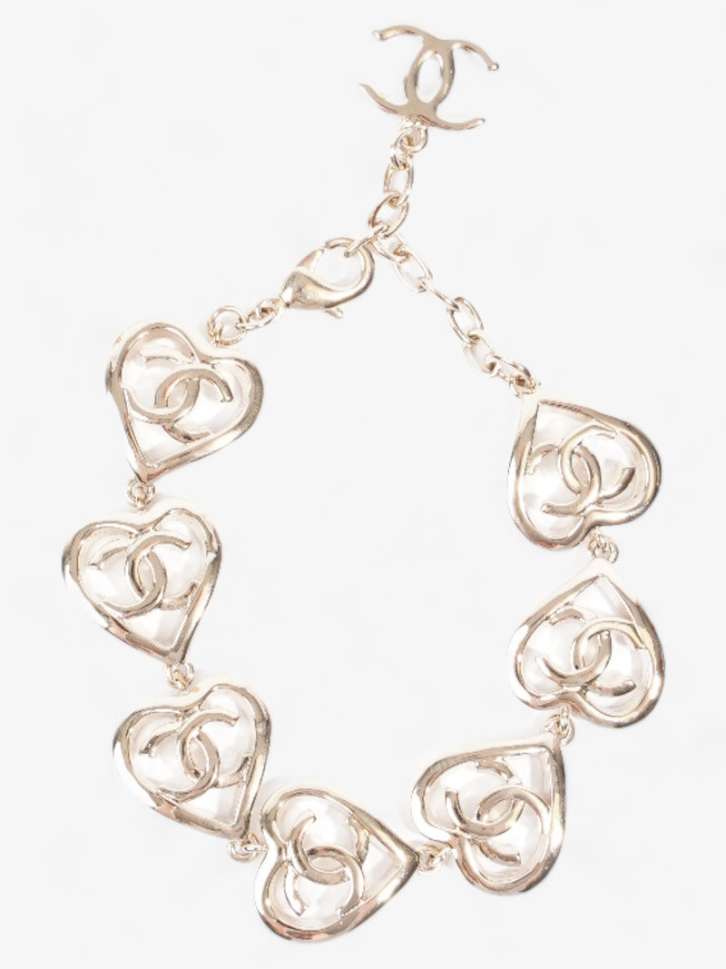  Chanel CC Heart Coco In Love Bracelet Light Gold Base Metal