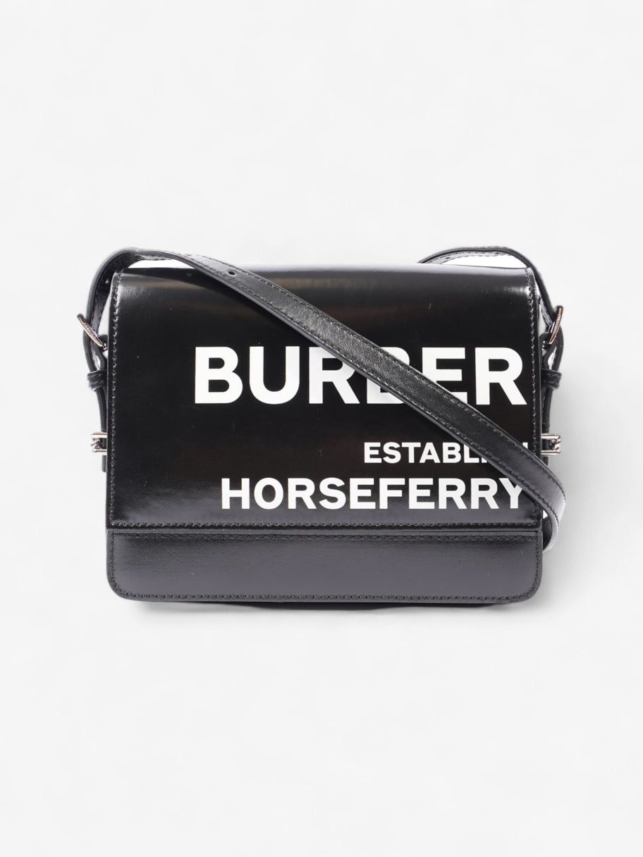 Burberry Horseferry Print Shoulder Bag Black / White Patent Leather Image 1