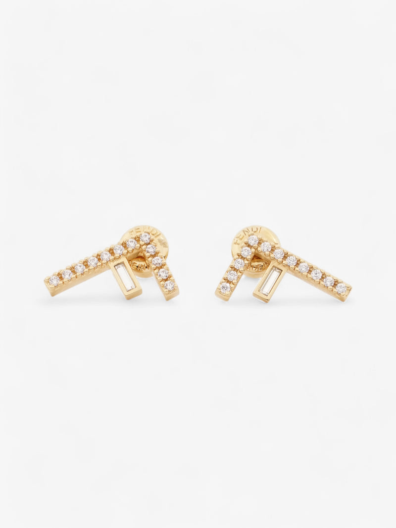  Fendi F Crystal Earrings Gold / White Base Metal