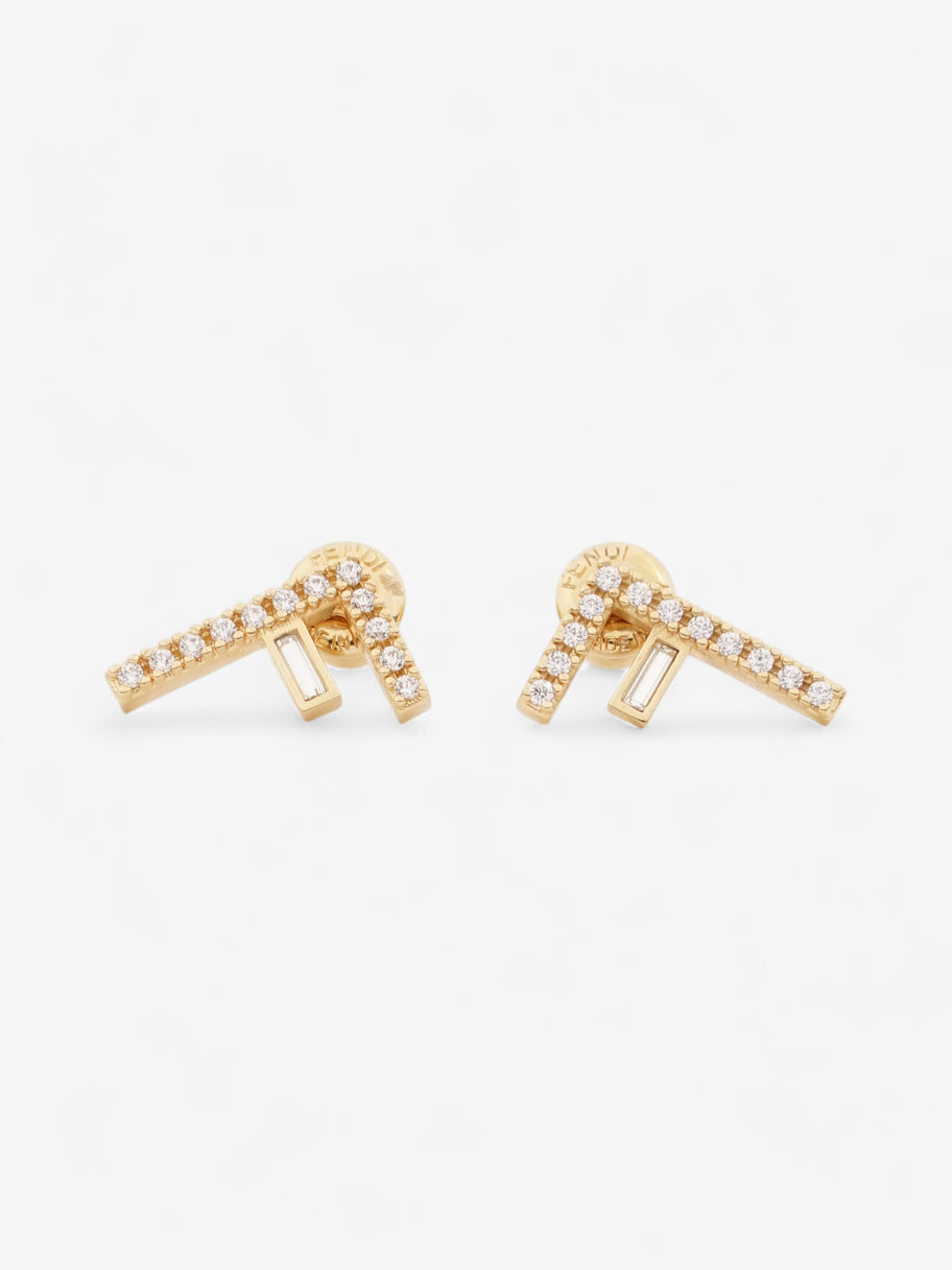 Fendi F Crystal Earrings Gold / White Base Metal Image 1