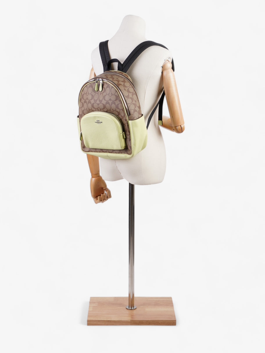 Coach Court Backpack Brown  / Lime Green Coated Canvas Image 2