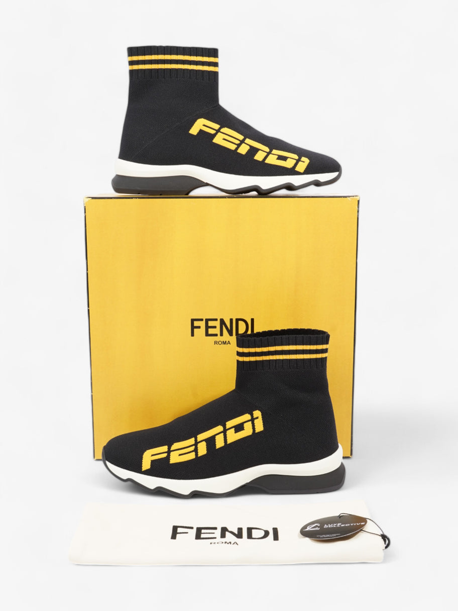 Fendi Rockoko Sock Sneakers Black / Yellow Cotton EU 38 UK 5 Image 10