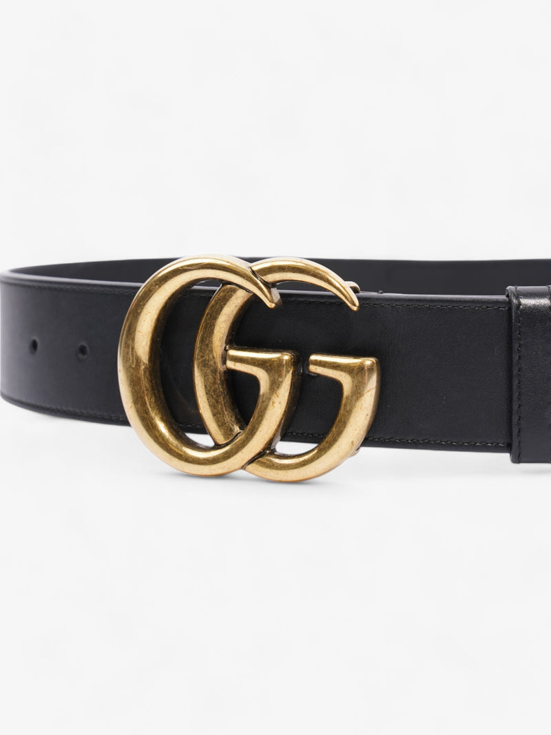  Gucci GG Marmont 2015 Re-Edition Wide Belt Black / Gold Leather 70cm / 28