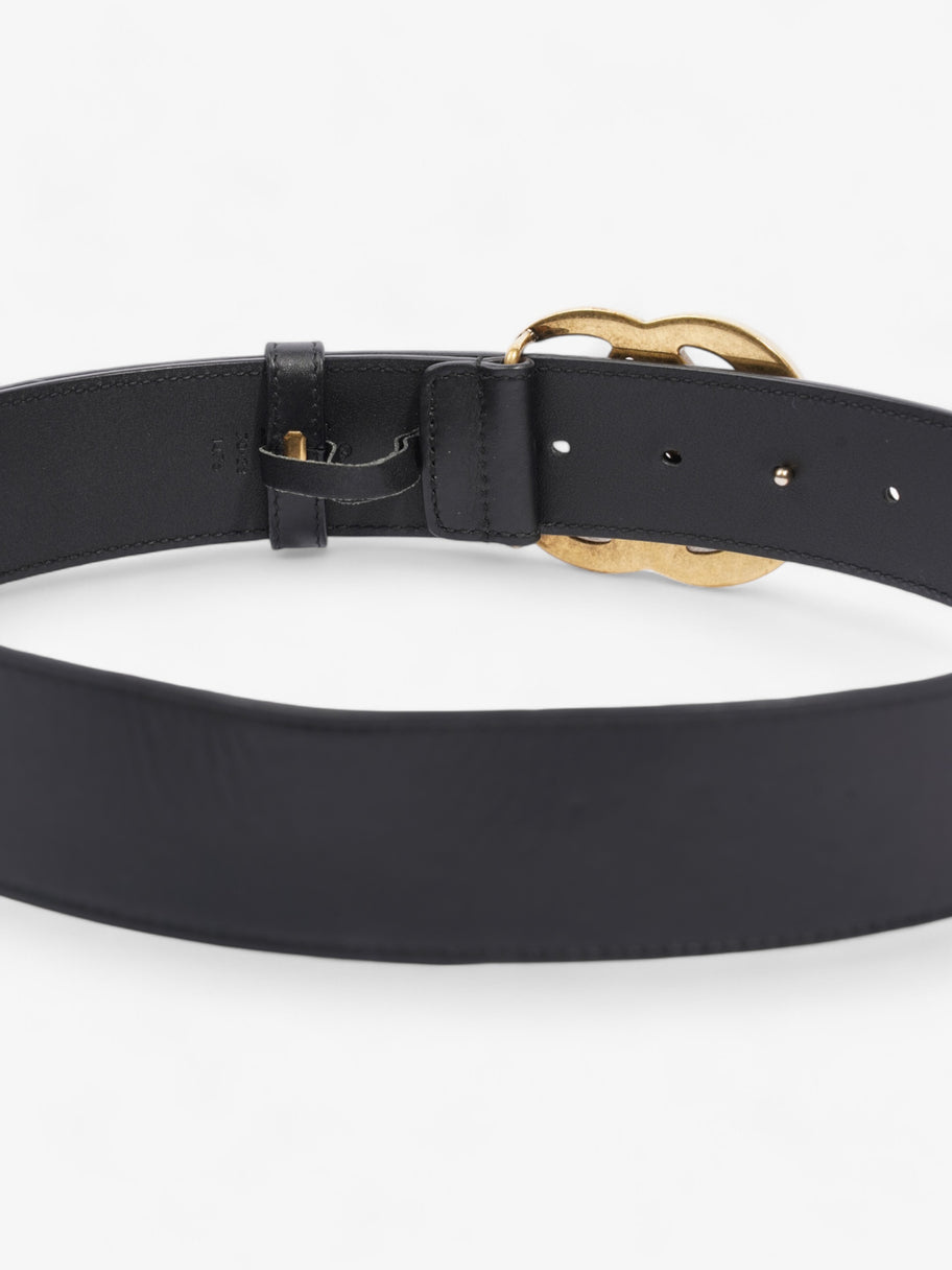 Gucci GG Marmont 2015 Re-Edition Wide Belt Black / Gold Leather 70cm / 28