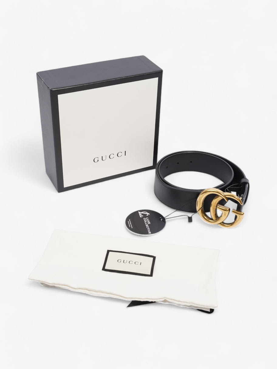 Gucci GG Marmont 2015 Re-Edition Wide Belt Black / Gold Leather 70cm / 28