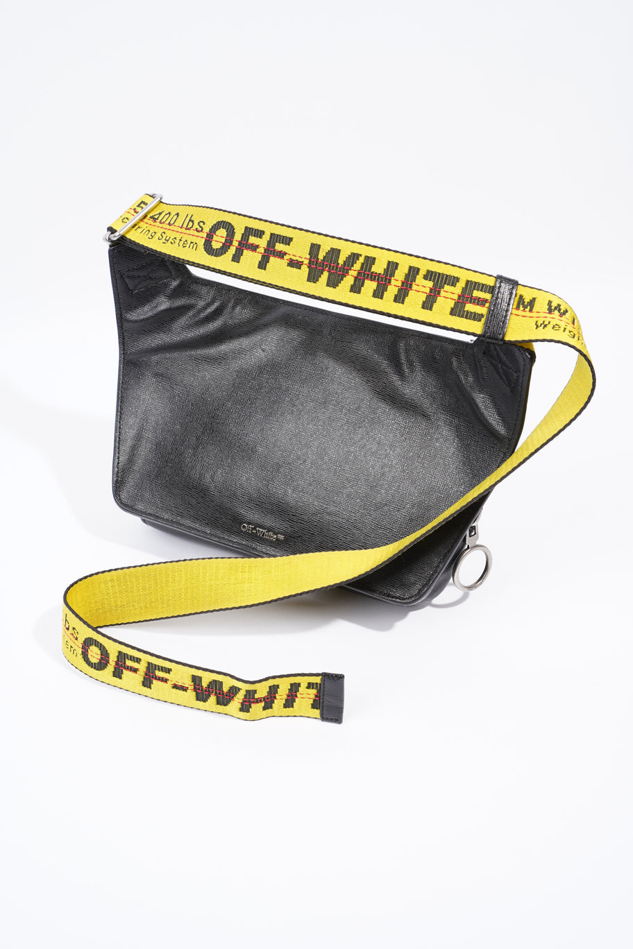 Diagonal Double Zip Black / White / Yellow Strap Leather Image 8
