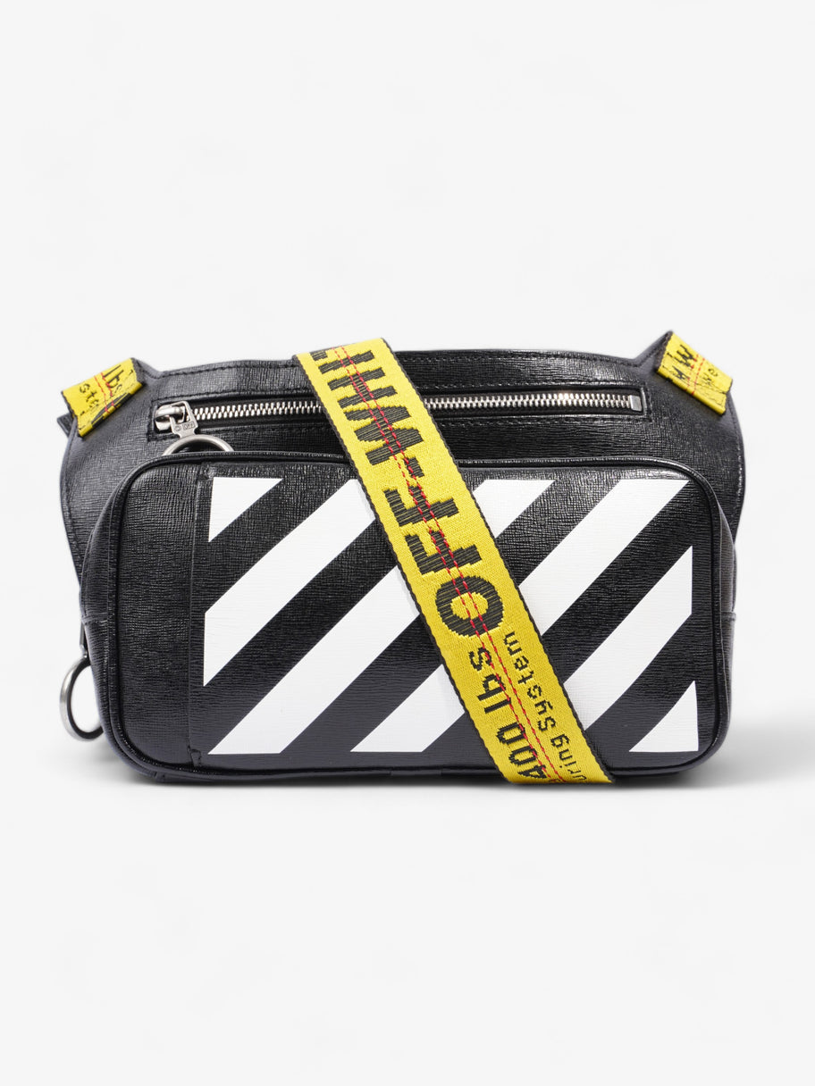 Diagonal Double Zip Black / White / Yellow Strap Leather Image 1