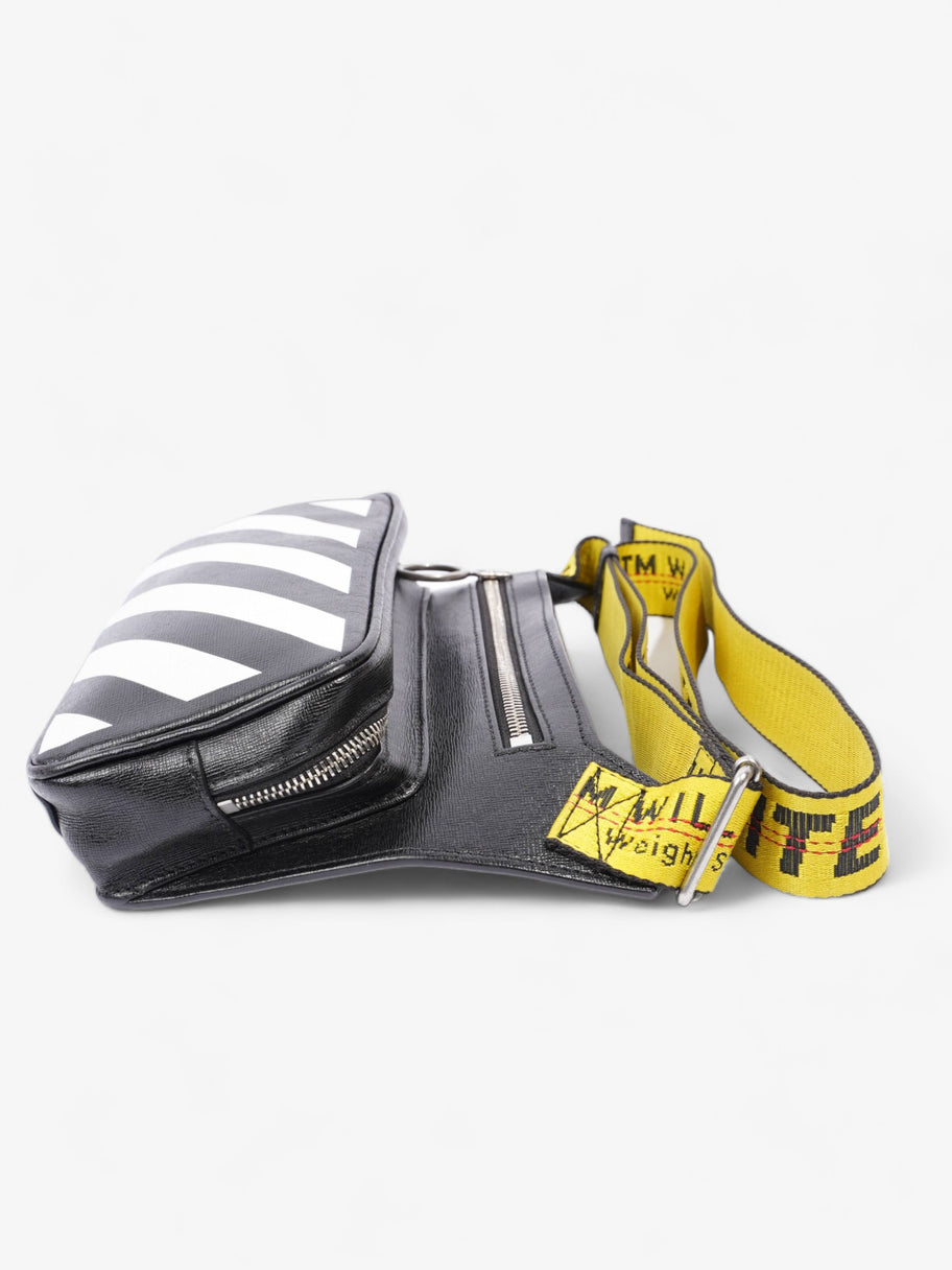 Diagonal Double Zip Black / White / Yellow Strap Leather Image 3