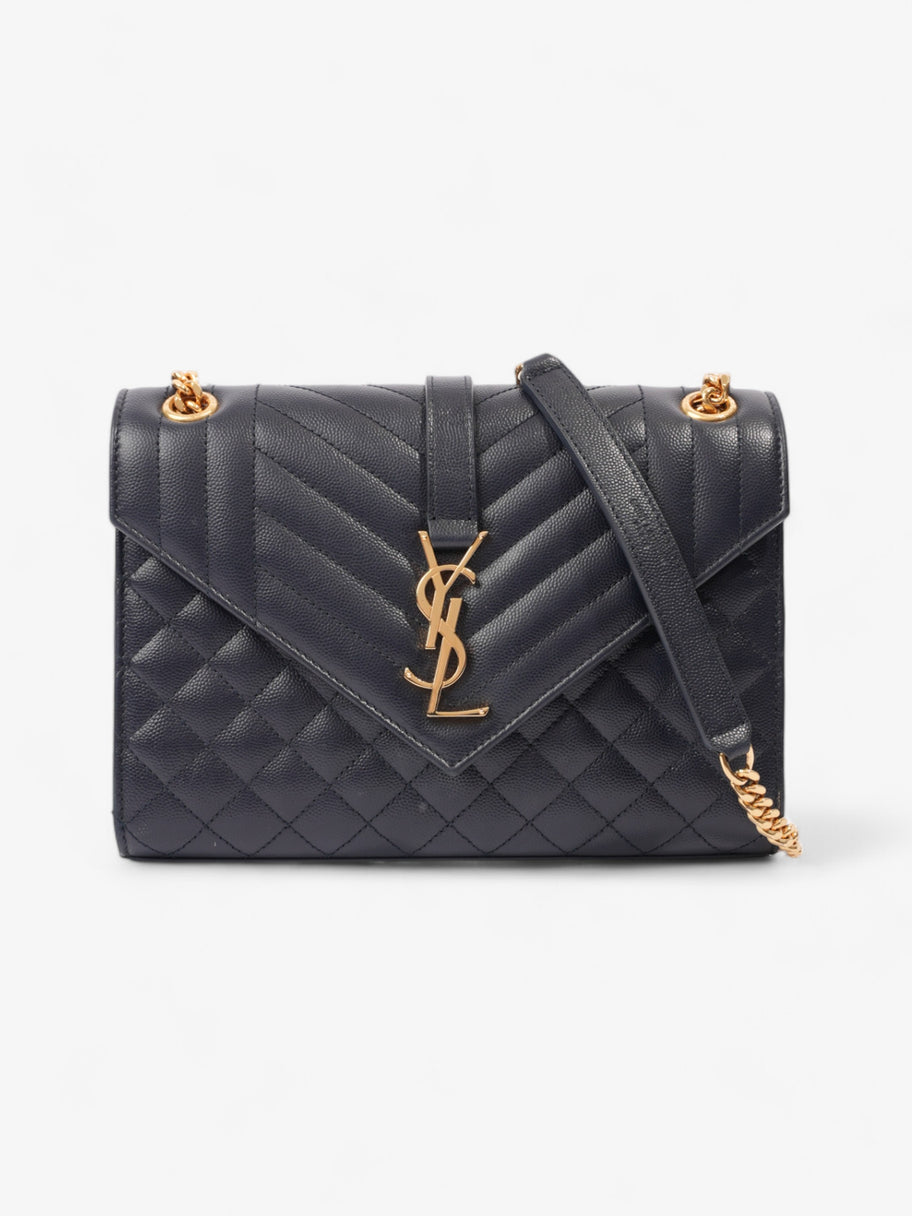 Saint Laurent Envelope Navy Blue Grained Leather Medium Luxe Collective