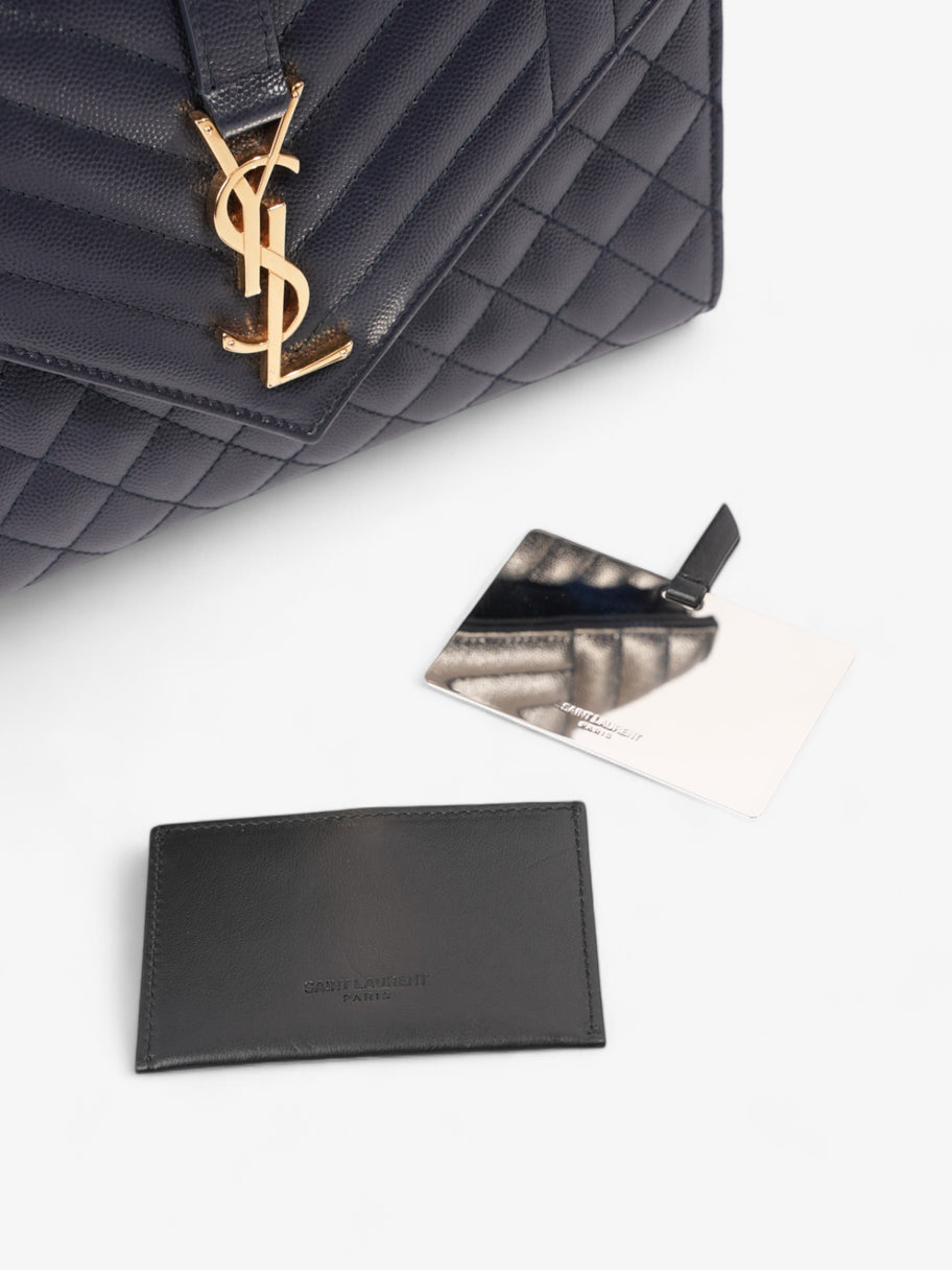 Saint Laurent Envelope Navy Blue Grained Leather Medium Image 10