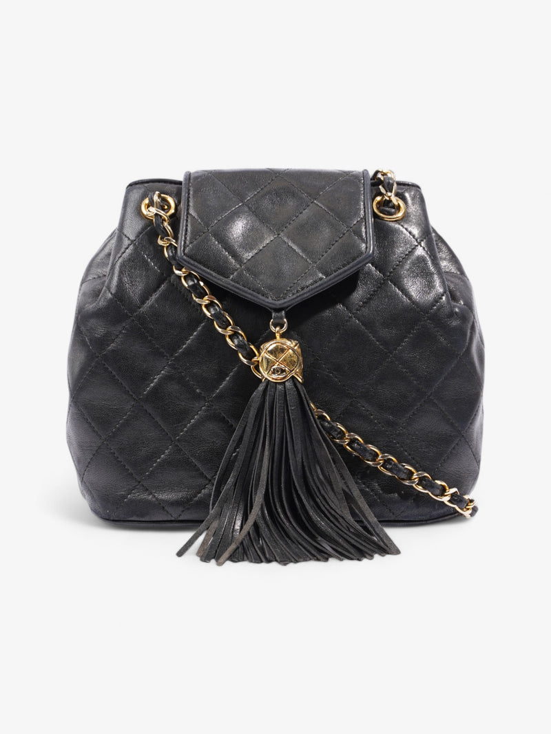  Chanel Classic Flap Tassel Black Lambskin Leather