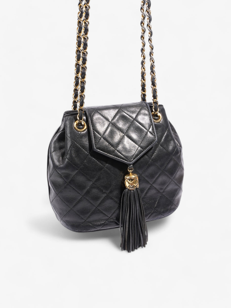 Chanel Classic Flap Tassel Black Lambskin Leather Image 6