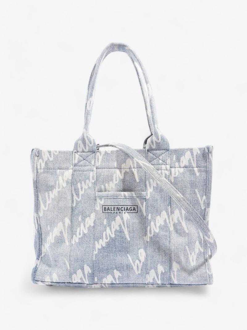  Balenciaga Scribble Logo Tote Light Denim Denim Small