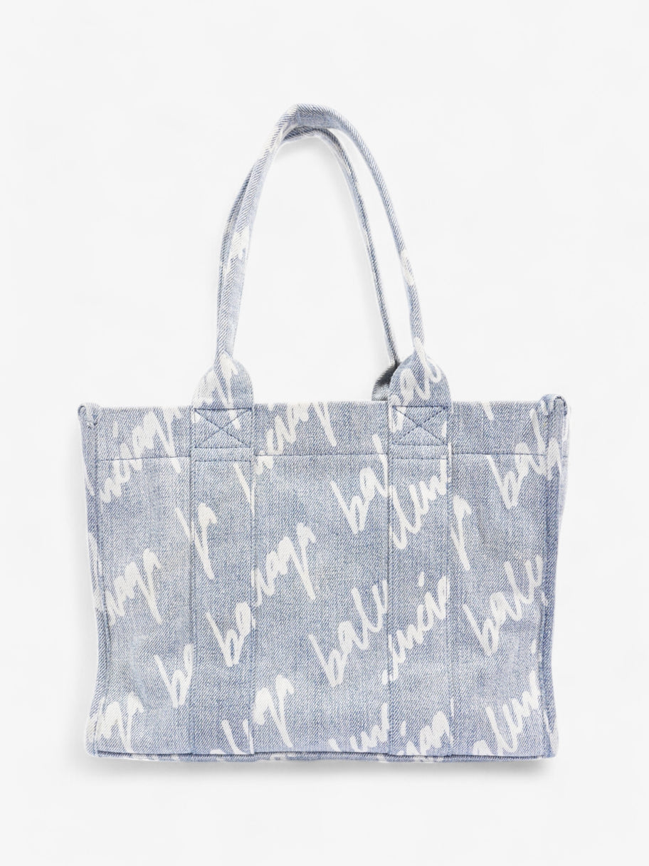 Balenciaga Scribble Logo Tote Light Denim Denim Small Image 4